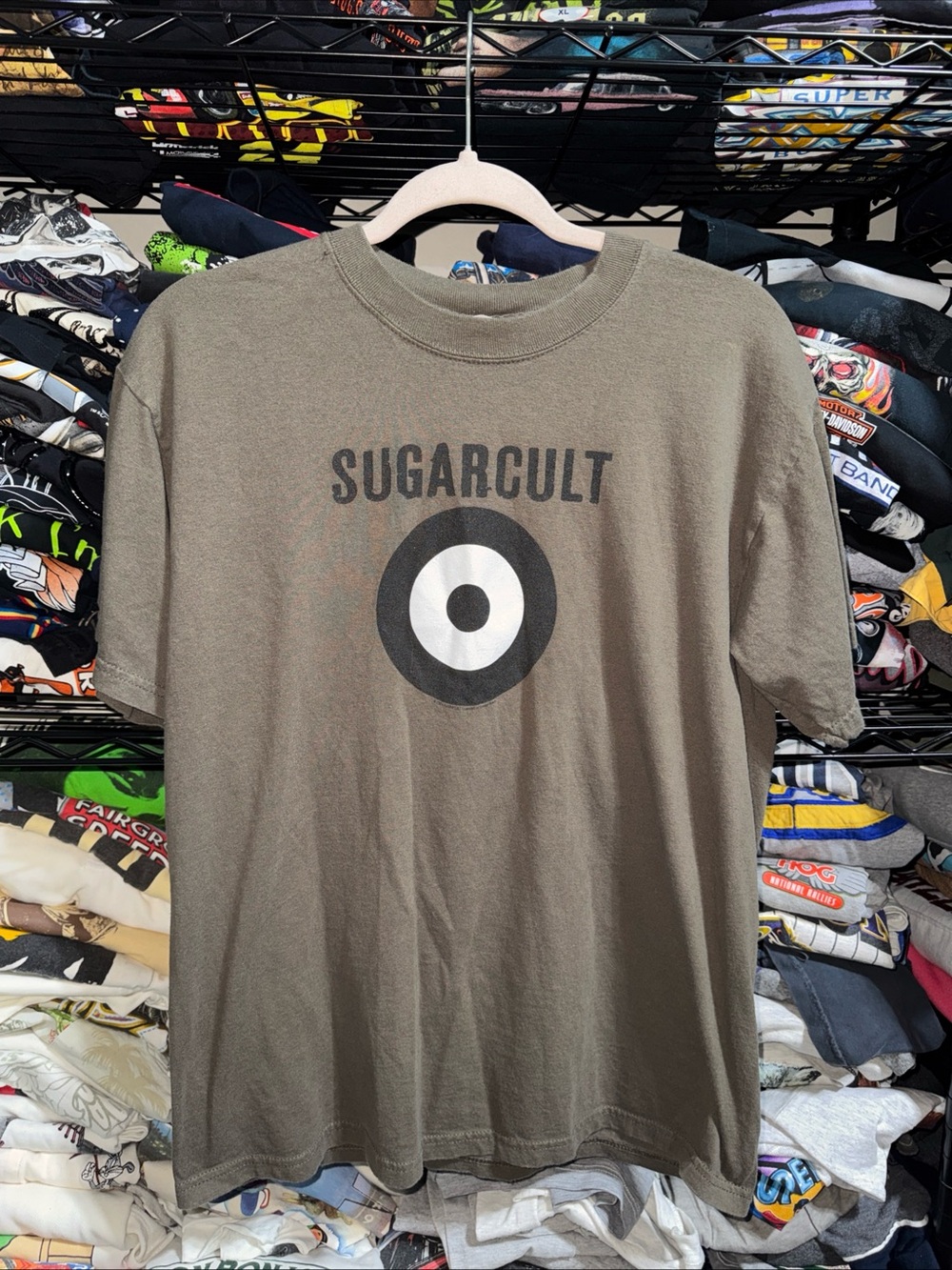 Vintage 2004 Sugarcult Rock Band Bullseye Green Shirt Size Médium
